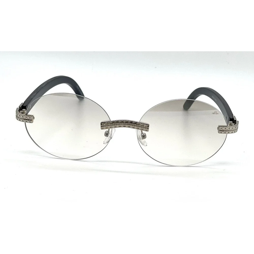 Elegant Rimless Sunglasses For Women Silver Frame Clear Tinted Lens UV400 Lentes